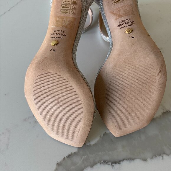 STUART WEITZMAN Nudistcurve Textured Ankle Strap Sandals - Picture 11 of 13